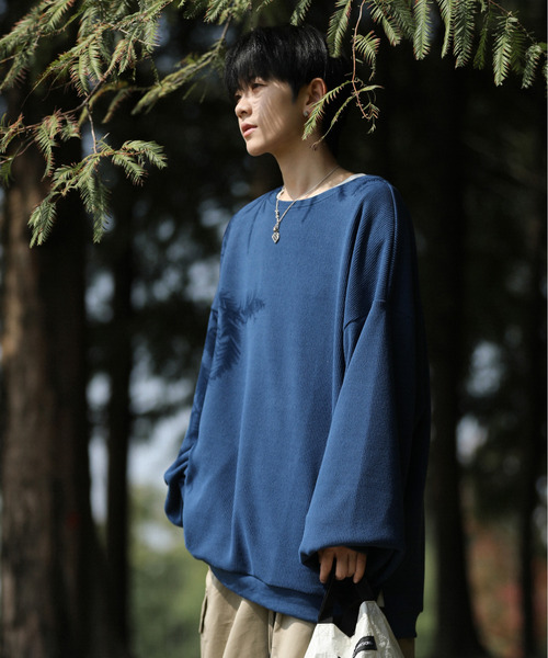 neos(ネオス)の「【neos -addictive design-】ルーズシルエット コーデュロイタッチ クルーネック ロングスリーブ カットソー(Tシャツ/カットソー・メンズ・アイボリー/ブルー/チャコールグレー・LARGE/MEDIUM)」の9枚目の写真