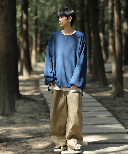 neos(ネオス)の「【neos -addictive design-】ルーズシルエット コーデュロイタッチ クルーネック ロングスリーブ カットソー(Tシャツ/カットソー・メンズ・アイボリー/ブルー/チャコールグレー・LARGE/MEDIUM)」の10枚目の写真