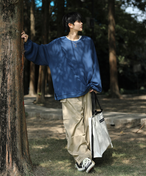neos(ネオス)の「【neos -addictive design-】ルーズシルエット コーデュロイタッチ クルーネック ロングスリーブ カットソー(Tシャツ/カットソー・メンズ・アイボリー/ブルー/チャコールグレー・LARGE/MEDIUM)」の12枚目の写真