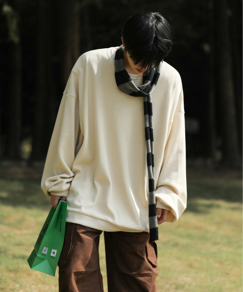 neos(ネオス)の「【neos -addictive design-】ルーズシルエット コーデュロイタッチ クルーネック ロングスリーブ カットソー(Tシャツ/カットソー・メンズ・アイボリー/ブルー/チャコールグレー・LARGE/MEDIUM)」の14枚目の写真