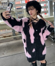ストリートファッション XU エックスユー pattern knit cardigan 3 オーバーサイズ ニット カーディガン ヘアリーニット Vネックニット シャギーニット