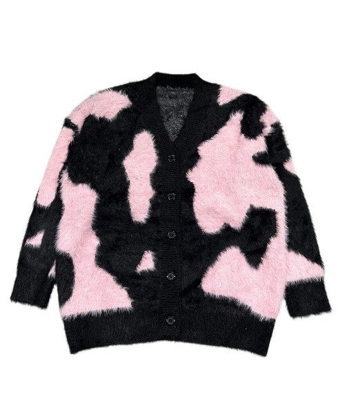 XU(エックスユー)の「ストリートファッション XU エックスユー pattern knit cardigan 3 オーバーサイズ ニット カーディガン ヘアリーニット Vネックニット シャギーニット(カーディガン/ボレロ・レディース・ブラック・ONE SIZE)」の12枚目の写真