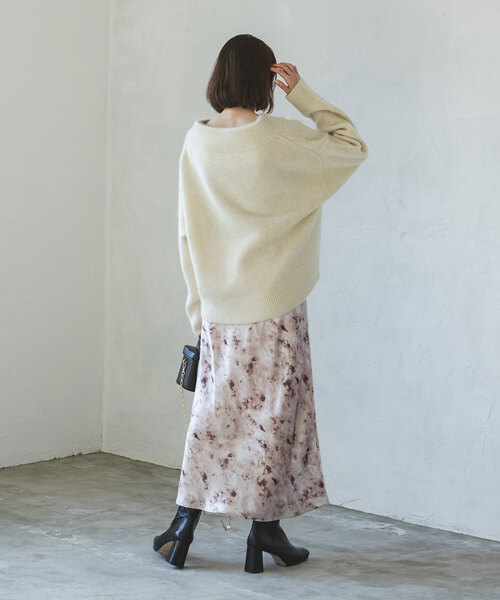 Noble（ノーブル）の「ジェムプリントナローAラインサテンスカート（スカート・レディース・ピンク系その他・FREE）」の9枚目の写真