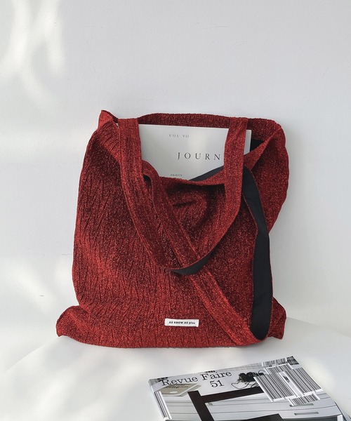 AS KNOW AS plus(アズノゥアズプラス)の「◎クリンクルラメトートバッグ(トートバッグ・レディース・シルバー/グリーン/ブラック/オレンジ/ブルー/ピンク/ブラウン/レッド・FREE)」の7枚目の写真