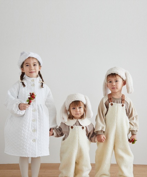 riziere（リジェール）の「キルティングコートワンピース（ノーカラーコート・キッズ・ホワイト/ブラック・90/100/110/120/130/140/150）」の8枚目の写真