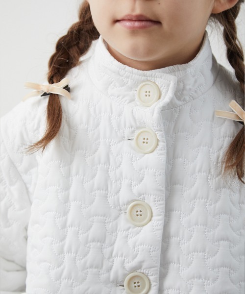 riziere（リジェール）の「キルティングコートワンピース（ノーカラーコート・キッズ・ホワイト/ブラック・90/100/110/120/130/140/150）」の17枚目の写真