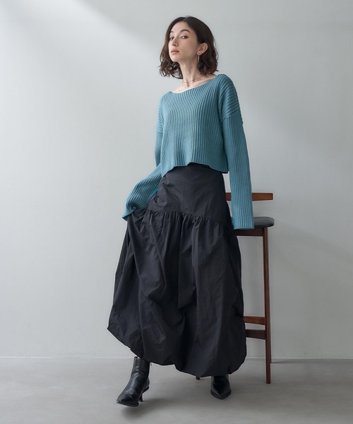 eL(エル)の「【eL】Balloon Long Skirt /995669(スカート・レディース・ブラック/ネイビー・FREE)」の3枚目の写真