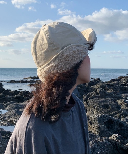 NANEA（ナネア）の「裏ボアフライトキャップ（キャップ・レディース・ベージュ/ブラック/アイボリー/オレンジ/グレー・フリー）」の3枚目の写真