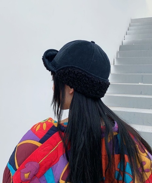 NANEA（ナネア）の「裏ボアフライトキャップ（キャップ・レディース・ベージュ/ブラック/アイボリー/オレンジ/グレー・フリー）」の8枚目の写真