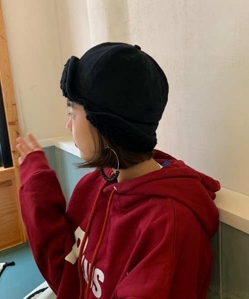 NANEA（ナネア）の「裏ボアフライトキャップ（キャップ・レディース・ベージュ/ブラック/アイボリー/オレンジ/グレー・フリー）」の10枚目の写真