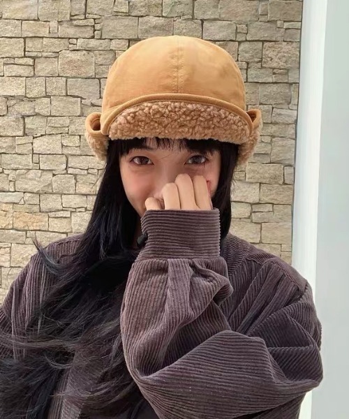 NANEA（ナネア）の「裏ボアフライトキャップ（キャップ・レディース・ベージュ/ブラック/アイボリー/オレンジ/グレー・フリー）」の16枚目の写真