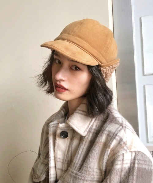 NANEA（ナネア）の「裏ボアフライトキャップ（キャップ・レディース・ベージュ/ブラック/アイボリー/オレンジ/グレー・フリー）」の18枚目の写真