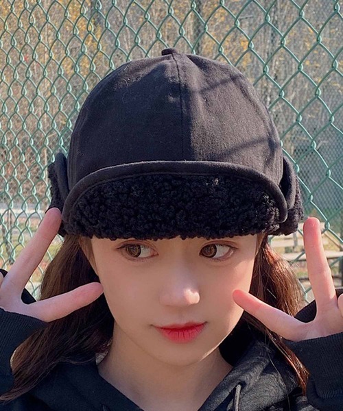 NANEA（ナネア）の「裏ボアフライトキャップ（キャップ・レディース・ベージュ/ブラック/アイボリー/オレンジ/グレー・フリー）」の15枚目の写真