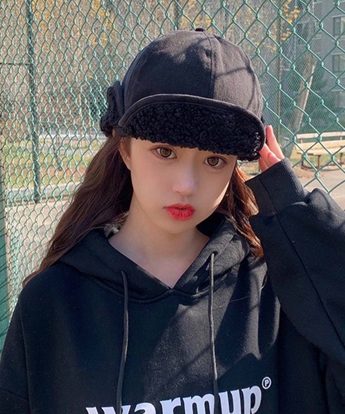 NANEA（ナネア）の「裏ボアフライトキャップ（キャップ・レディース・ベージュ/ブラック/アイボリー/オレンジ/グレー・フリー）」の14枚目の写真