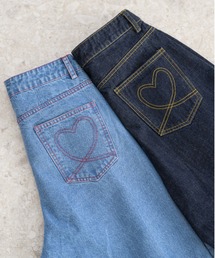idem（イデム）の「heart tuck wide denim/タックデニムパンツ【Sサイズ展開あり】（デニムパンツ・レディース）」