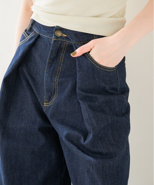 idem（イデム）の「heart tuck wide denim/タックデニムパンツ
