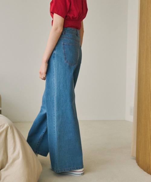 idem(イデム)の「heart tuck wide denim/タックデニムパンツ【Sサイズ展開あり】(デニムパンツ・レディース・ネイビー/ブルー・SMALL/FREE)」の7枚目の写真