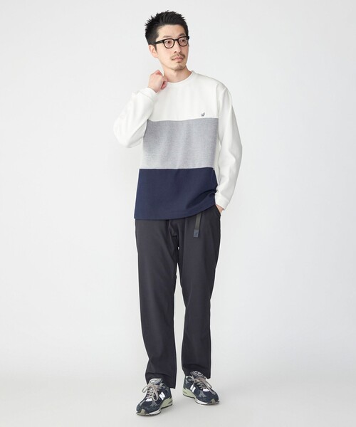 SHIPS（シップス）の「【WEB限定】SHIPS: ワンポイント ロゴ 3パネル バーズアイ クルーネックTシャツ（ロンT）（Tシャツ/カットソー・メンズ・ブラック/ホワイト/ネイビー・SMALL/MEDIUM/LARGE/X-LARGE）」の4枚目の写真
