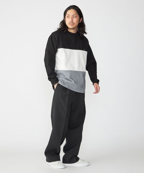 SHIPS（シップス）の「【WEB限定】SHIPS: ワンポイント ロゴ 3パネル バーズアイ クルーネックTシャツ（ロンT）（Tシャツ/カットソー・メンズ・ブラック/ホワイト/ネイビー・SMALL/MEDIUM/LARGE/X-LARGE）」の9枚目の写真