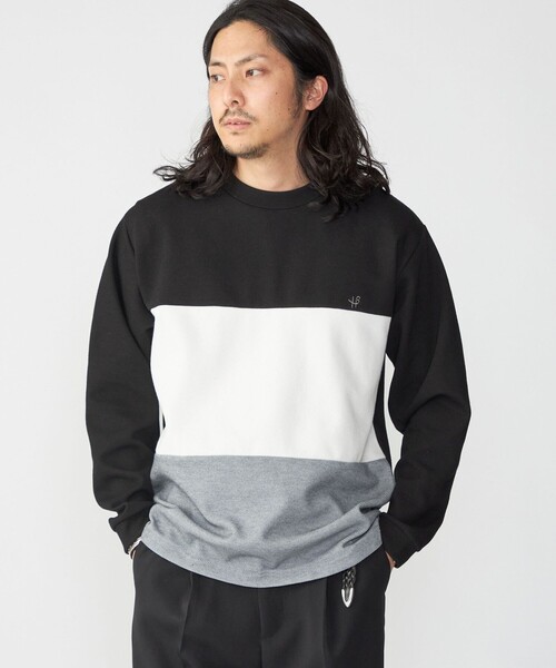 SHIPS（シップス）の「【WEB限定】SHIPS: ワンポイント ロゴ 3パネル バーズアイ クルーネックTシャツ（ロンT）（Tシャツ/カットソー・メンズ・ブラック/ホワイト/ネイビー・SMALL/MEDIUM/LARGE/X-LARGE）」の10枚目の写真