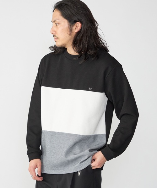 SHIPS（シップス）の「【WEB限定】SHIPS: ワンポイント ロゴ 3パネル バーズアイ クルーネックTシャツ（ロンT）（Tシャツ/カットソー・メンズ・ブラック/ホワイト/ネイビー・SMALL/MEDIUM/LARGE/X-LARGE）」の3枚目の写真