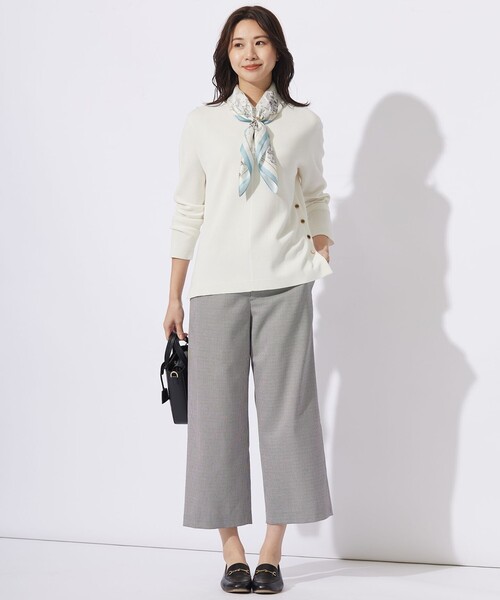 J.PRESS Ladies(J.プレス レディス)の「【洗える】シャークスキンハウンドトゥース セミワイド パンツ(その他パンツ・レディース・ブラック系3/ライトグレー系3・XXS/XS/S)」の4枚目の写真