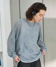 MSG（エムエスジー）の「Buyer's Select/オーバーサイズフラワーモチーフメッシュ長袖クルーニット（ニット/セーター・メンズ）」