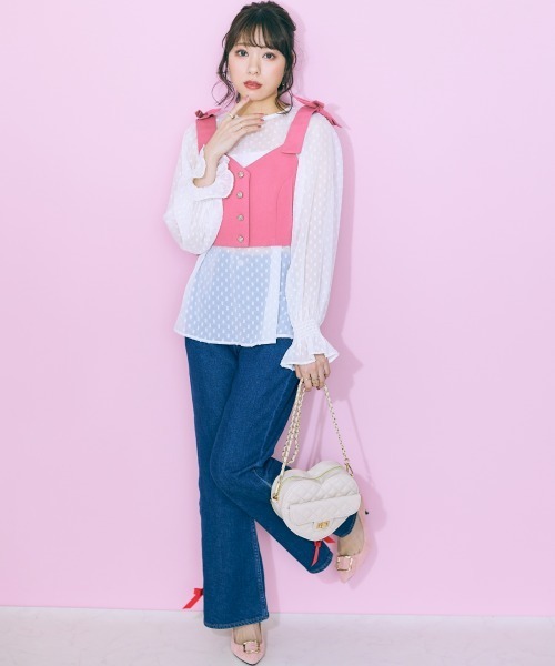 marun（マルン）の「＜大きいサイズ＞ 肩リボンビスチェ marun（ベスト・レディース・ピンク・L/5L/4L/3L/LL）」の17枚目の写真