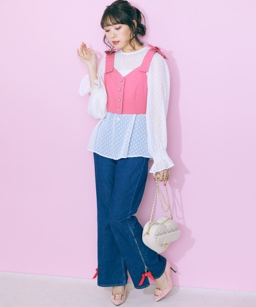 marun（マルン）の「＜大きいサイズ＞ 肩リボンビスチェ marun（ベスト・レディース・ピンク・L/5L/4L/3L/LL）」の15枚目の写真