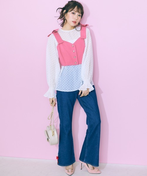 marun（マルン）の「＜大きいサイズ＞ 肩リボンビスチェ marun（ベスト・レディース・ピンク・L/5L/4L/3L/LL）」の16枚目の写真