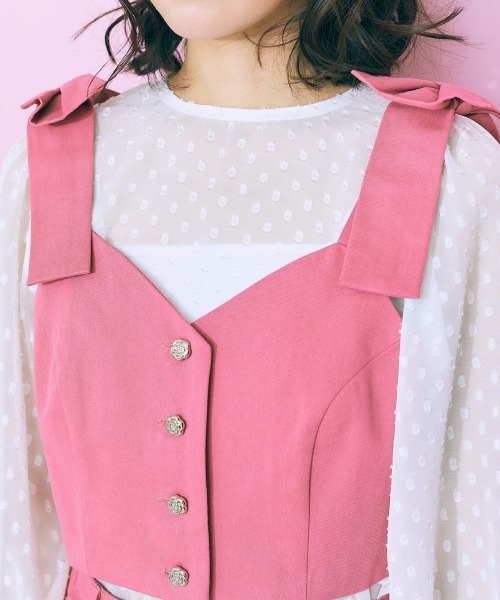 marun（マルン）の「＜大きいサイズ＞ 肩リボンビスチェ marun（ベスト・レディース・ピンク・L/5L/4L/3L/LL）」の20枚目の写真