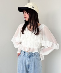 フリルクロスシャーリングブラウス　105241