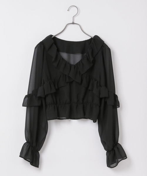 Heather（ヘザー）の「フリルクロスシャーリングブラウス　105241（シャツ/ブラウス・レディース・オフホワイト/ブラック・FREE）」の3枚目の写真