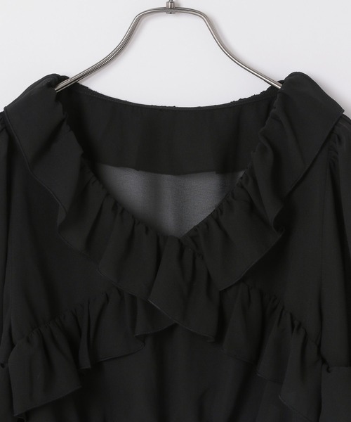 Heather（ヘザー）の「フリルクロスシャーリングブラウス　105241（シャツ/ブラウス・レディース・オフホワイト/ブラック・FREE）」の4枚目の写真