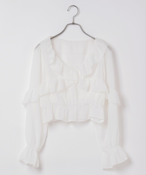 Heather（ヘザー）の「フリルクロスシャーリングブラウス　105241（シャツ/ブラウス・レディース・オフホワイト/ブラック・FREE）」の22枚目の写真