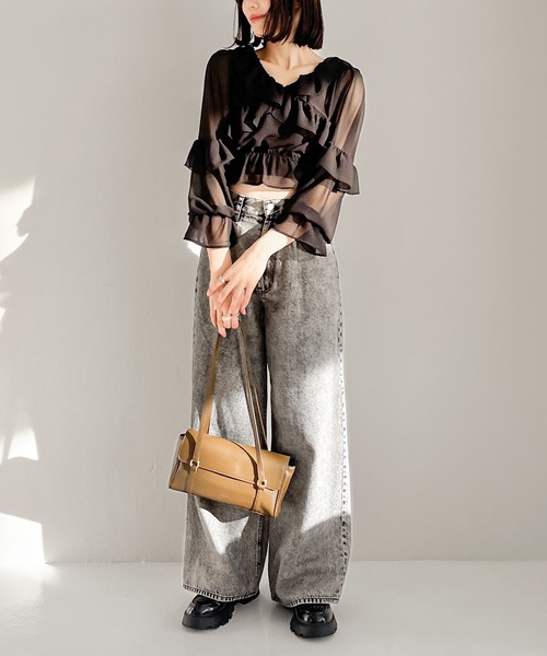 Heather（ヘザー）の「フリルクロスシャーリングブラウス　105241（シャツ/ブラウス・レディース・オフホワイト/ブラック・FREE）」の20枚目の写真