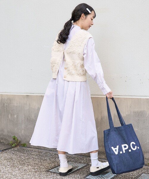 FREAK'S STORE（フリークスストア）の「フリンジニットベスト/2wayベスト（ベスト・レディース・オフホワイト/ライトグレー/ブラック・ﾌﾘ-）」の5枚目の写真