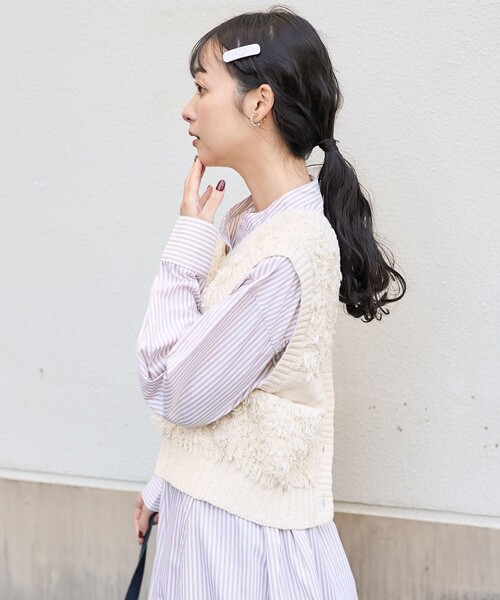 FREAK'S STORE（フリークスストア）の「フリンジニットベスト/2wayベスト（ベスト・レディース・オフホワイト/ライトグレー/ブラック・ﾌﾘ-）」の10枚目の写真