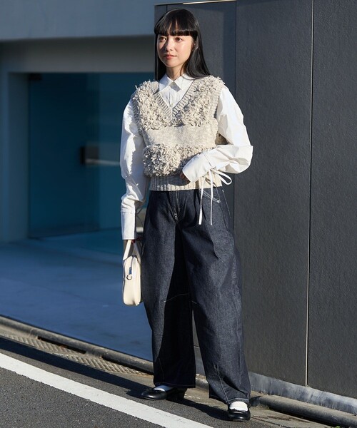 FREAK'S STORE（フリークスストア）の「フリンジニットベスト/2wayベスト（ベスト・レディース・オフホワイト/ライトグレー/ブラック・ﾌﾘ-）」の12枚目の写真