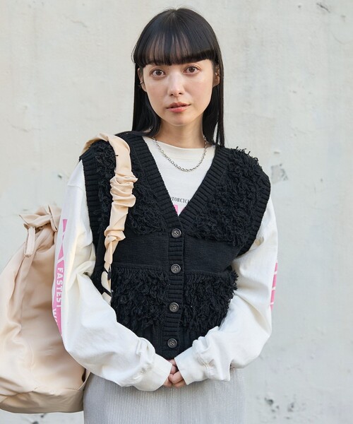 FREAK'S STORE（フリークスストア）の「フリンジニットベスト/2wayベスト（ベスト・レディース・オフホワイト/ライトグレー/ブラック・ﾌﾘ-）」の20枚目の写真