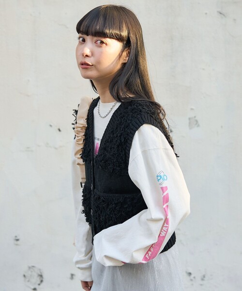 FREAK'S STORE（フリークスストア）の「フリンジニットベスト/2wayベスト（ベスト・レディース・オフホワイト/ライトグレー/ブラック・ﾌﾘ-）」の22枚目の写真