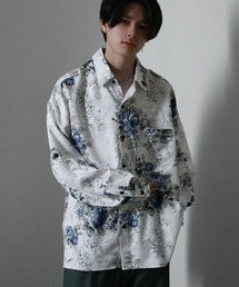 NILWAY | オーバーサイズ デザイン レギュラーカラー 長袖 シャツ / ルーズシルエット 無地 フラワーデザイン 柄シャツ(シャツ/ブラウス)