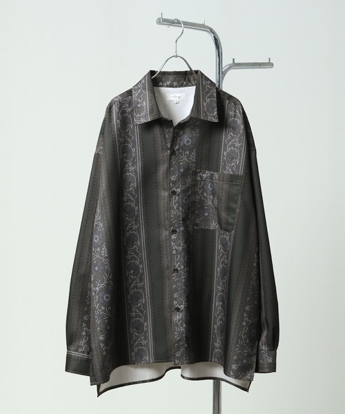 NILWAY（ニルウェイ）の「【無地/総柄】オーバーサイズ長袖シャツ（シャツ/ブラウス・メンズ・ネイビー/チャコール/ブラック系/ホワイト/ライトグレー/ブラック系1/ネイビー系1/グリーン系/ネイビー系/グレー系/ブラック系2/ブラック/ホワイト系/ホワイト系2/ホワイト系1/ブラック系4/ブラック系3・MEDIUM/LARGE）」の22枚目の写真