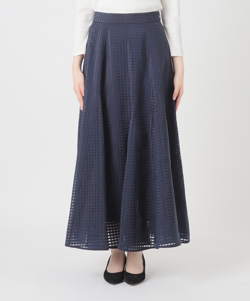 La TOTALITE(ラトータリテ)の「シアーチェックフレアスカート(スカート・レディース・ネイビー/ホワイト・36/38)」の16枚目の写真