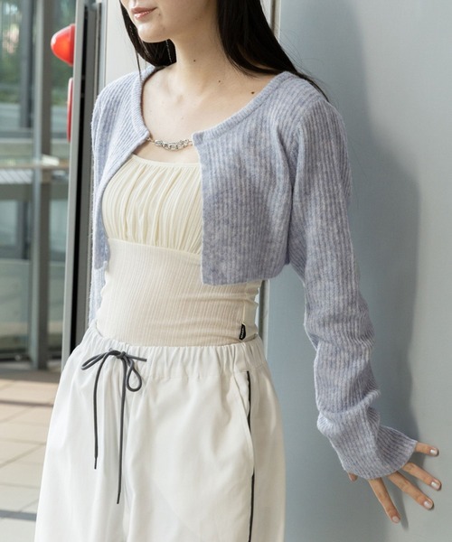 3.3 Field Trip （3.3フィールドトリップ）の「3.3 Field Trip／ショートボレロカーディガン  2995312（カーディガン/ボレロ・レディース・ホワイト/グレー/ブルー・FREE）」の3枚目の写真