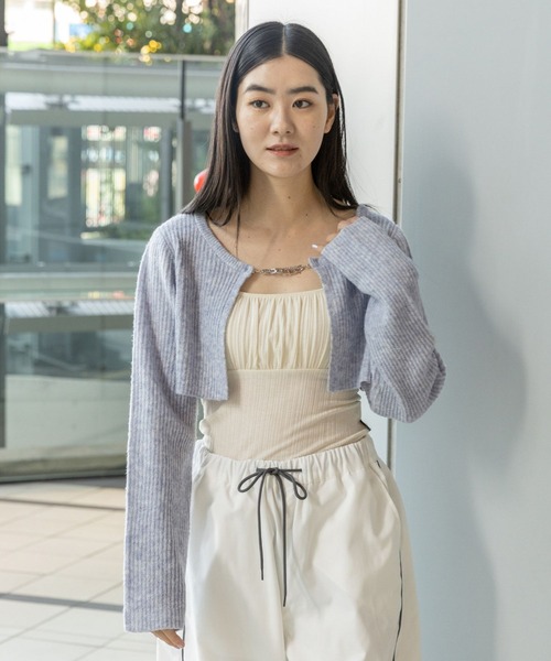 3.3 Field Trip （3.3フィールドトリップ）の「3.3 Field Trip／ショートボレロカーディガン  2995312（カーディガン/ボレロ・レディース・ホワイト/グレー/ブルー・FREE）」の9枚目の写真