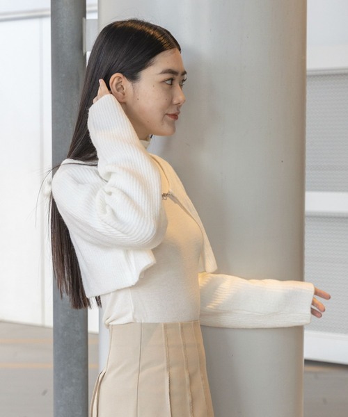 3.3 Field Trip （3.3フィールドトリップ）の「3.3 Field Trip／ショートボレロカーディガン  2995312（カーディガン/ボレロ・レディース・ホワイト/グレー/ブルー・FREE）」の11枚目の写真