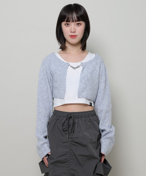3.3 Field Trip （3.3フィールドトリップ）の「3.3 Field Trip／ショートボレロカーディガン  2995312（カーディガン/ボレロ・レディース・ホワイト/グレー/ブルー・FREE）」の13枚目の写真