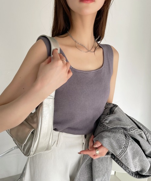Ada.(エイダ)の「前後 2WAY ニット タンクトップ(タンクトップ・レディース・ブラック/アイボリー/ラベンダー/ライトグレー・FREE)」の13枚目の写真
