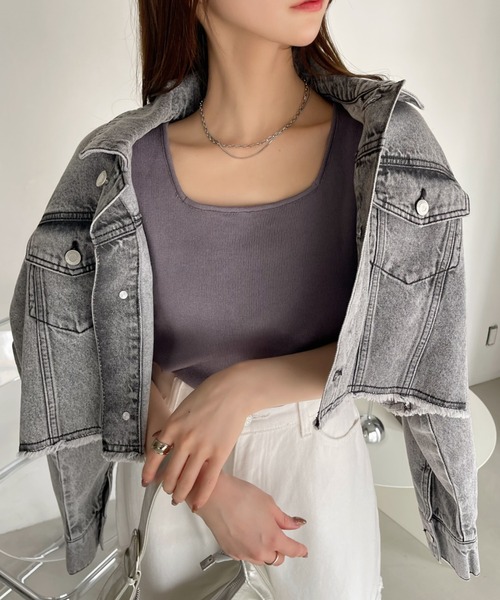 Ada.(エイダ)の「前後 2WAY ニット タンクトップ(タンクトップ・レディース・ブラック/アイボリー/ラベンダー/ライトグレー・FREE)」の6枚目の写真